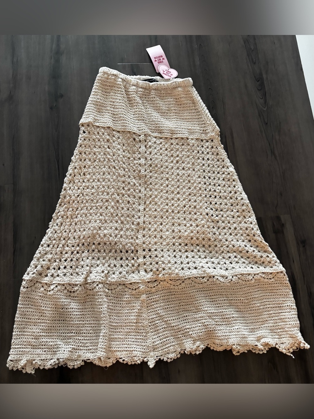 Boho Crochet Maxi Skirt in Cream Beige Summer Style M nwt - Picture 3 of 5